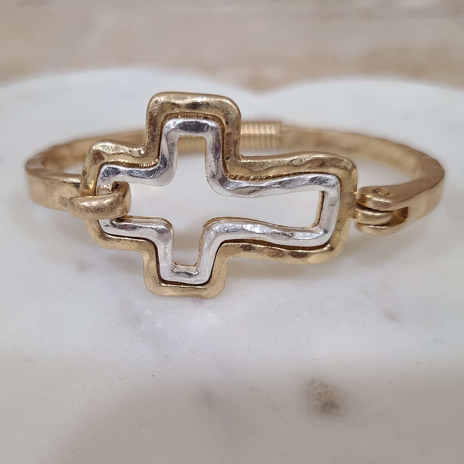 Two-Tone Cross Bracelet