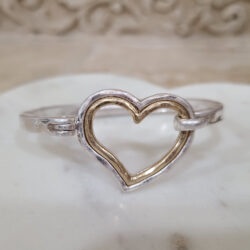 Two‑Tone Heart Bracelet (Silver Band)